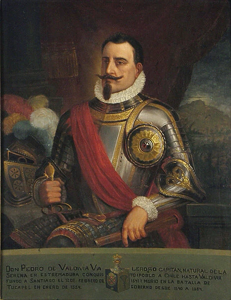 Portrait of Pedro de Valdivia, 1874. Artist: Carmona, Pedro Leon (1854-1899)