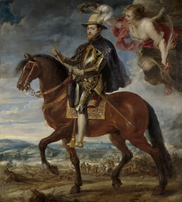 Framed Print : Portrait of Philip II (1527-1598) on Horseback, 1628. Artist: Rubens, Pieter Paul (1577-1640) Framed Print : Portrait of Philip II (1527-1598) on Horseback, 1628. Artist: Rubens, Pieter Paul (1577-1640)