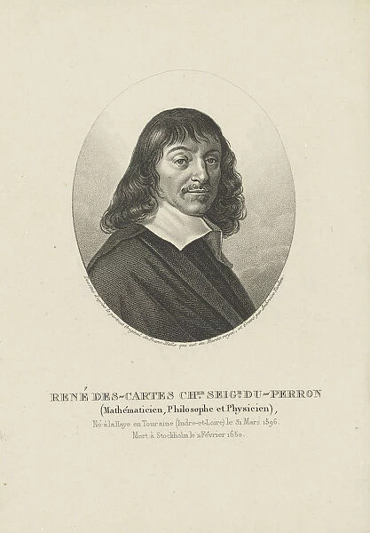 Portrait of the philosopher Rene Descartes (1596-1650), ca 1820. Creator: Tardieu