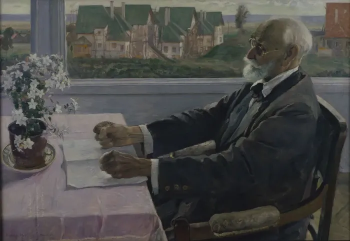 Framed Print : Portrait of the physiologist, psychologist, and physician Ivan P. Pavlov (1849-1936), 1935. Artist: Nesterov, Mikhail Vasilyevich (1862-1942) Framed Print : Portrait of the physiologist, psychologist, and physician Ivan P. Pavlov (1849-1936), 1935. Artist: Nesterov, Mikhail Vasilyevich (1862-1942)