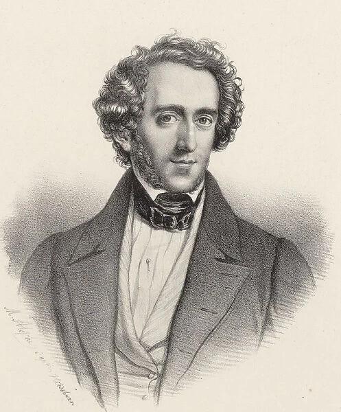 Portrait of the pianist and composer Felix Mendelssohn Bartholdy (1809-1847). Creator: Alophe