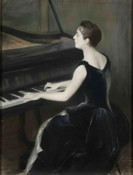Framed Print : Portrait of the pianist Leontine Bordes-Pene (1858-1924), 1889-1890. Creator: Blanche Framed Print : Portrait of the pianist Leontine Bordes-Pene (1858-1924), 1889-1890. Creator: Blanche
