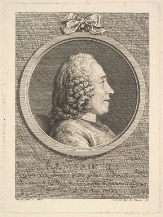 Framed Print : Portrait of Pierre-Jean Mariette, 1765. Creator: Augustin de Saint-Aubin Framed Print : Portrait of Pierre-Jean Mariette, 1765. Creator: Augustin de Saint-Aubin