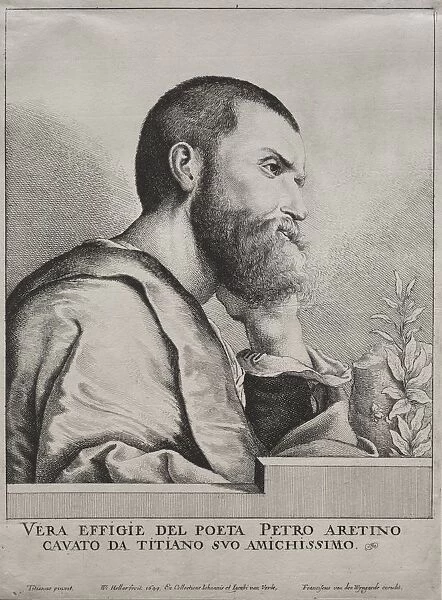 Portrait of Pietro Aretino, 1649. Creator: Wenceslaus Hollar (Bohemian, 1607-1677)