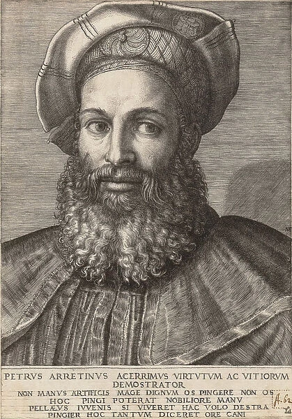 Portrait of Pietro Aretino, ca. 1517-20. Creator: Marcantonio Raimondi