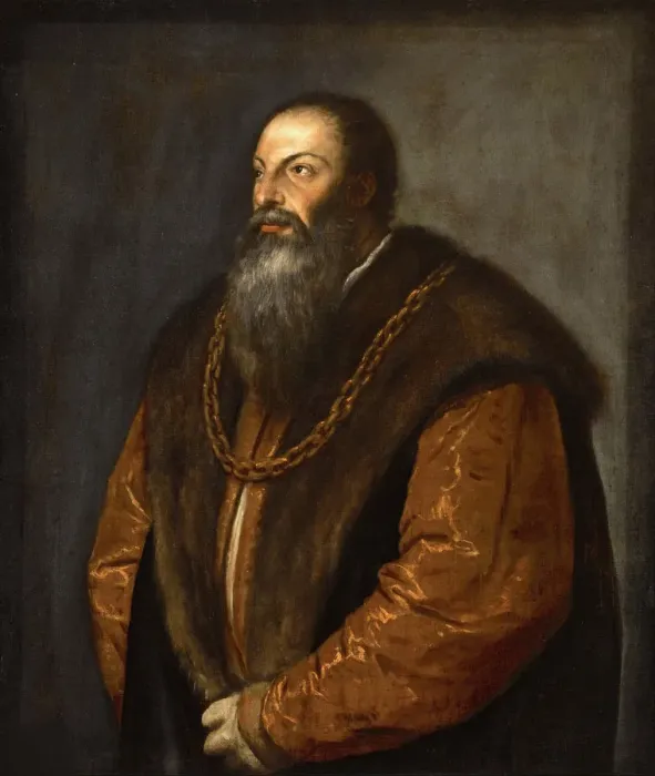 Framed Print : Portrait of Pietro Aretino, ca 1537. Creator: Titian (1488-1576) Framed Print : Portrait of Pietro Aretino, ca 1537. Creator: Titian (1488-1576)