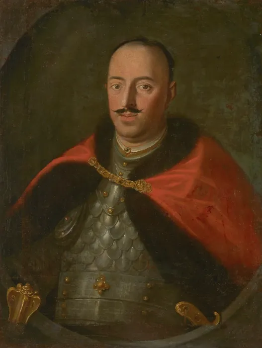 Framed Print : Portrait of Piotr Dembinski Nieczuja Coat of Arms (1660-1734), Castellan of Biecz, between 1670-1700 Creator: Unknown