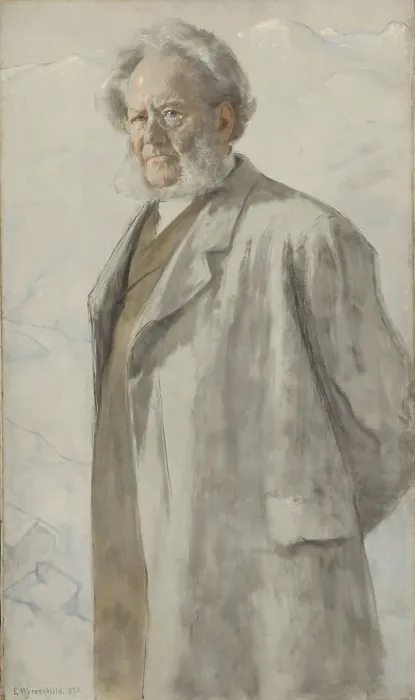 Framed Print : Portrait of the Poet Henrik Ibsen, 1895. Creator: Erik Werenskiold Framed Print : Portrait of the Poet Henrik Ibsen, 1895. Creator: Erik Werenskiold