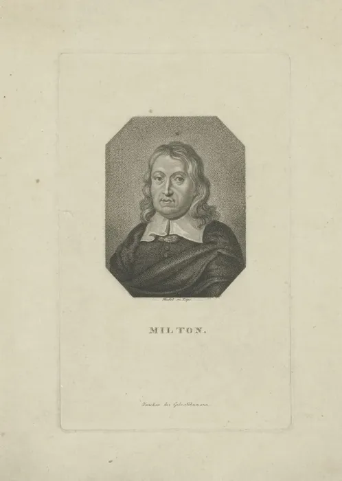Framed Print : Portrait of the poet John Milton (1608-1674), ca 1818-1821. Creator: Riedel, Carl Traugott (1769-c