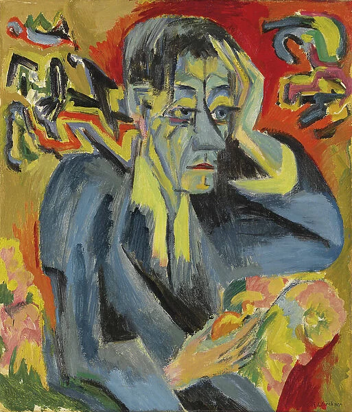 Portrait of the poet Leonhard Frank, 1917. Creator: Kirchner, Ernst Ludwig (1880-1938)