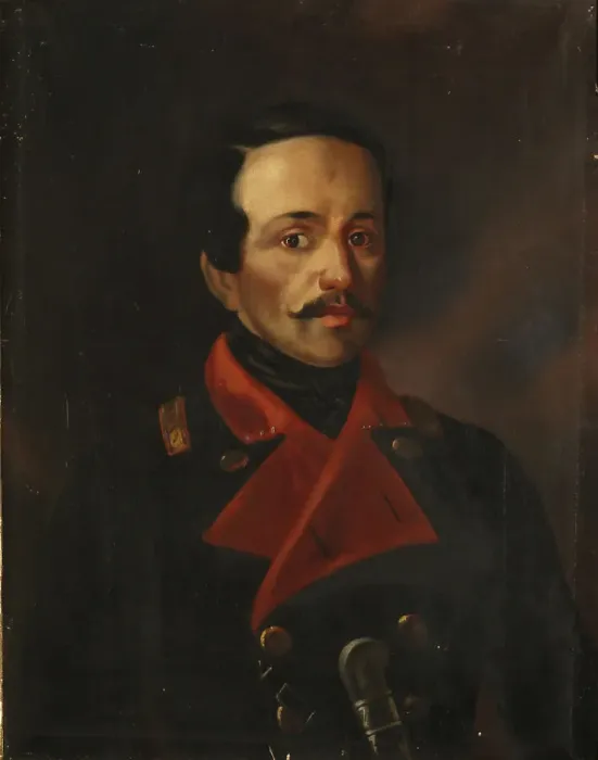 Framed Print : Portrait of the poet Mikhail Lermontov (1814-1841), 1854-1858. Artist: Polivanov, Nikolay Ivanovich (1814-1874) Framed Print : Portrait of the poet Mikhail Lermontov (1814-1841), 1854-1858. Artist: Polivanov, Nikolay Ivanovich (1814-1874)
