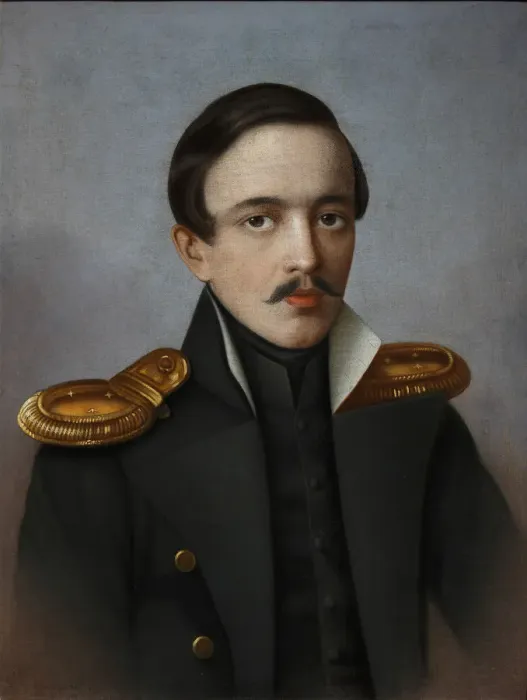 Framed Print : Portrait of the poet Mikhail Lermontov (1814-1841), 1887. Artist: Krylov, G. F. (active 1880s) Framed Print : Portrait of the poet Mikhail Lermontov (1814-1841), 1887. Artist: Krylov, G. F. (active 1880s)