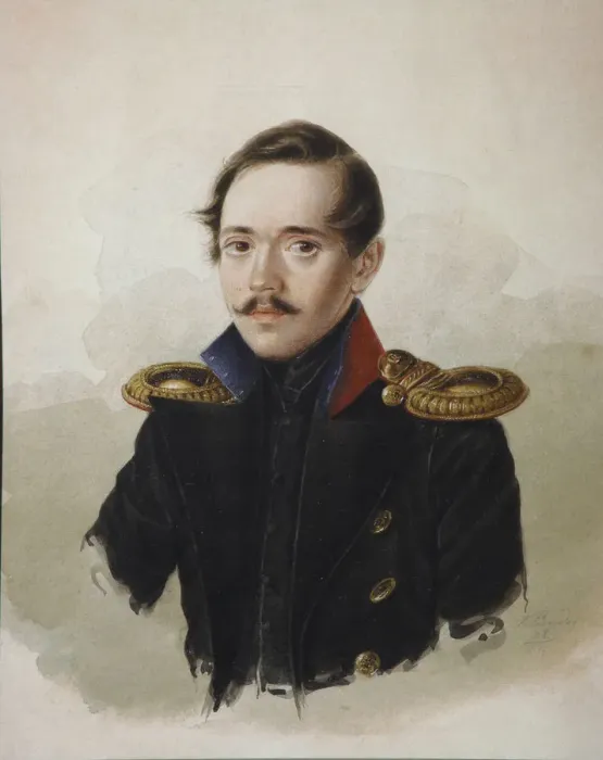 Framed Print : Portrait of the poet Mikhail Lermontov (1814-1841), 1839. Artist: Klunder, Alexander Ivanovich (1802-1875) Framed Print : Portrait of the poet Mikhail Lermontov (1814-1841), 1839. Artist: Klunder, Alexander Ivanovich (1802-1875)