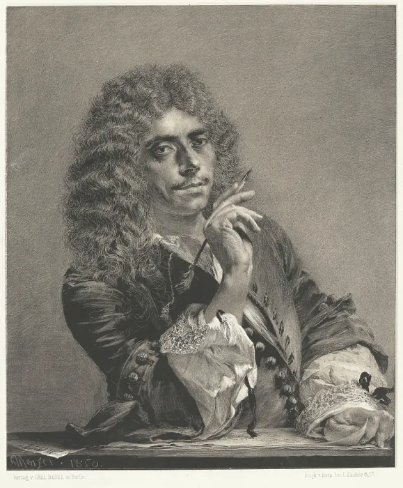 Framed Print : Portrait of the Poet Moliere (1622-1673), 1850. Creator: Menzel, Adolph Friedrich, von (1815-1905) Framed Print : Portrait of the Poet Moliere (1622-1673), 1850. Creator: Menzel, Adolph Friedrich, von (1815-1905)