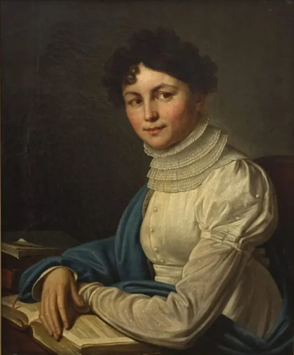 Framed Print : Portrait of the Poetess Anna Bunina (1774-1829), 1825. Artist: Vishnevitsky, Mikhail Prokopyevich (1801-1874) Framed Print : Portrait of the Poetess Anna Bunina (1774-1829), 1825. Artist: Vishnevitsky, Mikhail Prokopyevich (1801-1874)