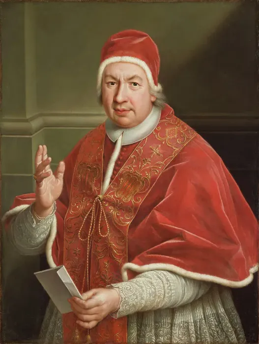 Framed Print : Portrait of the Pope Benedict XIV (1675-1758), First half of the 18th cent.. Creator: Anonymous Framed Print : Portrait of the Pope Benedict XIV (1675-1758), First half of the 18th cent.. Creator: Anonymous