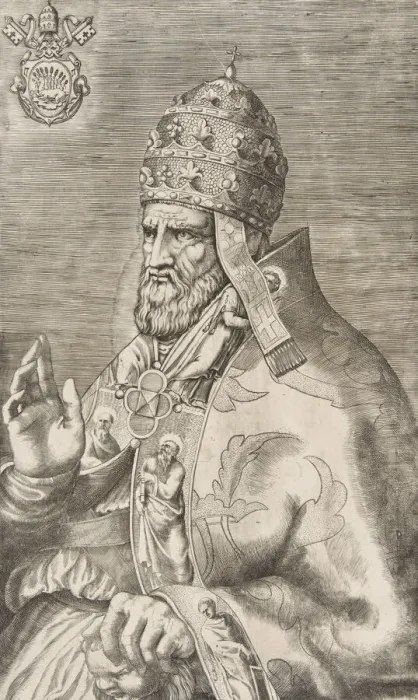 Framed Print : Portrait of Pope Marcellus II, right hand raised facing left, ca. 1555 Framed Print : Portrait of Pope Marcellus II, right hand raised facing left, ca. 1555