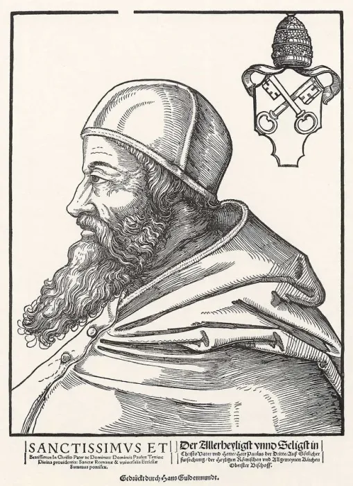 Framed Print : Portrait of Pope Paul III Farnese. Artist: Schoen, Erhard (1491-1592) Framed Print : Portrait of Pope Paul III Farnese. Artist: Schoen, Erhard (1491-1592)