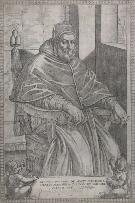 Framed Print : Portrait of Pope Sixtus V, 1585. Creator: Pietro Facchetti Framed Print : Portrait of Pope Sixtus V, 1585. Creator: Pietro Facchetti