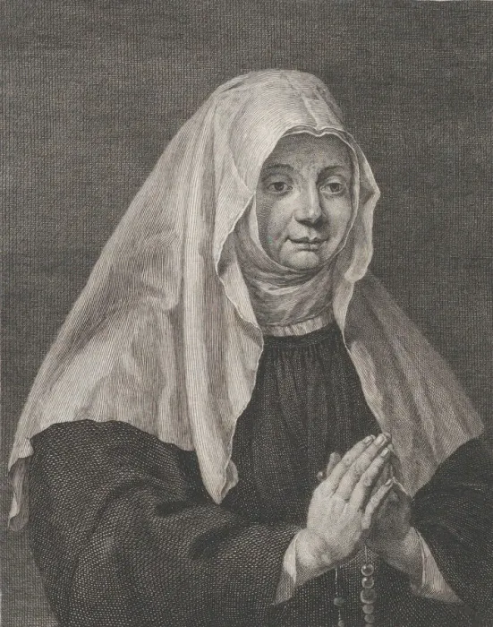 Framed Print : Portrait of a praying nun, ca. 1771. Creator: Carl Guttenberg Framed Print : Portrait of a praying nun, ca. 1771. Creator: Carl Guttenberg