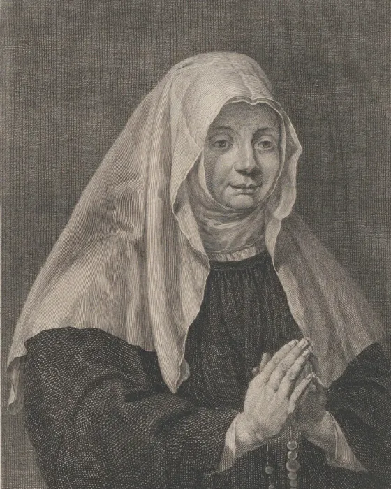 Framed Print : Portrait of a praying nun, ca. 1771. Creator: Carl Guttenberg Framed Print : Portrait of a praying nun, ca. 1771. Creator: Carl Guttenberg