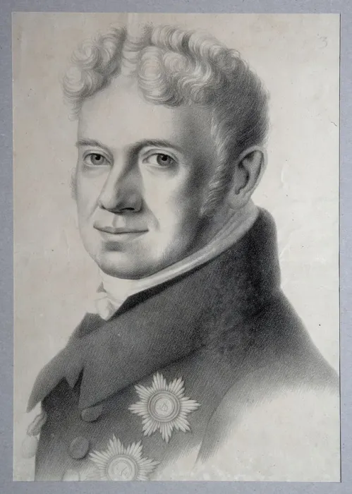 Framed Print : Portrait of Prince Grigory Alexandrovich Stroganov (1770-1857), 1820s. Artist: Hippius, Gustav Adolf (1792-1856) Framed Print : Portrait of Prince Grigory Alexandrovich Stroganov (1770-1857), 1820s. Artist: Hippius, Gustav Adolf (1792-1856)