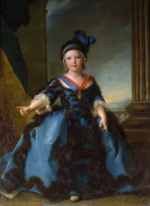 Framed Print : Portrait of Prince Louis Joseph Xavier, Duke of Burgundy (1751-1761). Artist: Nattier, Jean-Marc (1685-1766)