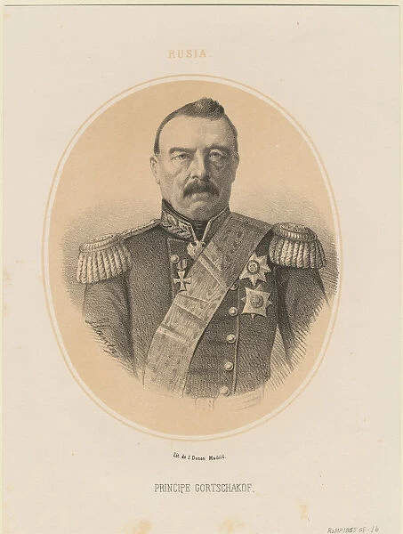 Portrait of Prince Mikhail Dmitrievich Gorchakov (1795-1861), 1865. Artist: Llanta