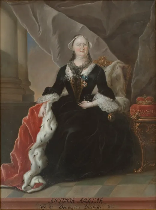 Framed Print : Portrait of Princess Antoinette Amalie of Brunswick-Wolfenbuttel (1696-1762), 18th century. Creator: Anonymous Framed Print : Portrait of Princess Antoinette Amalie of Brunswick-Wolfenbuttel (1696-1762), 18th century. Creator: Anonymous