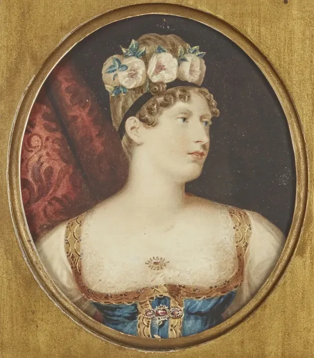 Framed Print : Portrait of Princess Charlotte of Wales (1796-1817), c 1817. Creator: Dawe, George, (after)