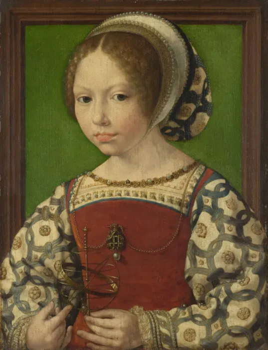 Framed Print : Portrait of Princess Dorothea of Denmark (1520-1580), ca 1530. Artist: Gossaert, Jan (ca. 1478-1532)