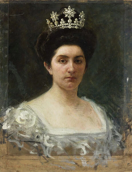 Portrait of Princess Elena of Montenegro (1873-1952), Queen of Italy, 1904. Creator: Grosso, Giacomo (1860-1938)