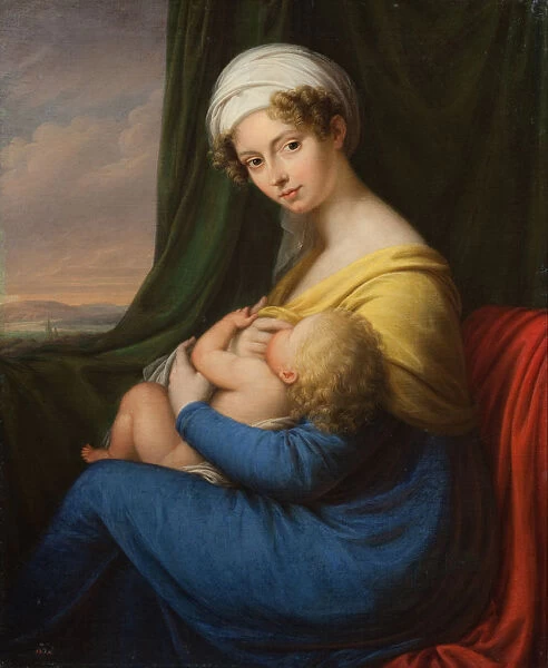 Portrait of Princess Maria Fyodorovna Baryatinskaya, nee Keller (1792-1858) with son, 1820s