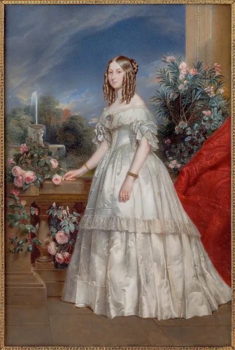 Framed Print : Portrait of Princess Victoria of Saxe-Coburg and Gotha (1822-1857), Duchess of Nemours, c1845. Creator: Meuret, Francois (1800-1887)