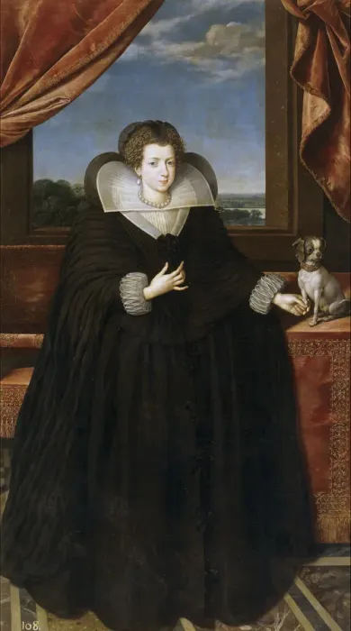 Framed Print : Portrait of Queen Elisabeth of France (1602-1644), Queen consort of Spain. Artist: Pourbus, Frans, the Younger (1569-1622)
