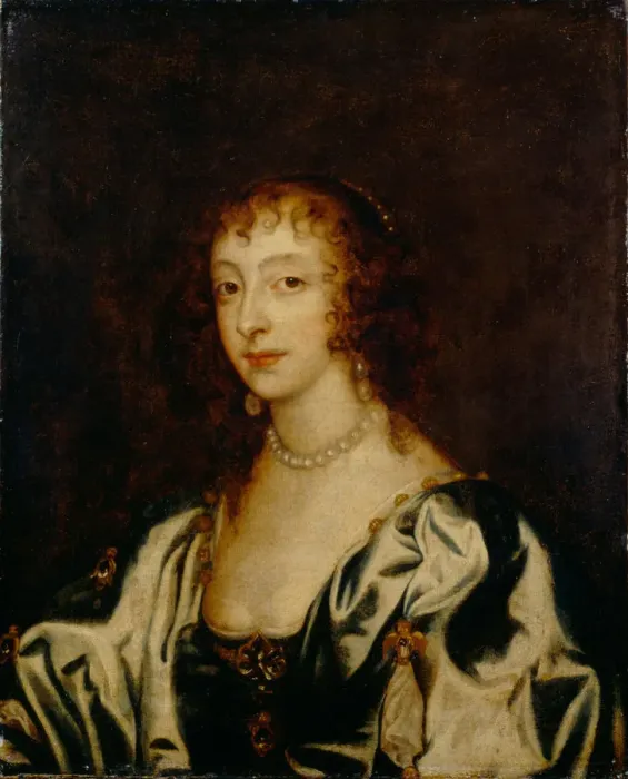 Framed Print : Portrait of Queen Henrietta Maria of France (1609-1669), 1666. Artist: Dyck, Sir Anthonis, van (1599-1641) Framed Print : Portrait of Queen Henrietta Maria of France (1609-1669), 1666. Artist: Dyck, Sir Anthonis, van (1599-1641)