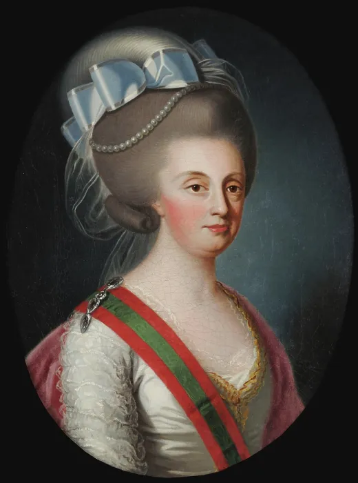 Framed Print : Portrait of Queen Maria I of Portugal (1734-1816), 1780s. Creator: Troni, Giuseppe (1739-1810) Framed Print : Portrait of Queen Maria I of Portugal (1734-1816), 1780s. Creator: Troni, Giuseppe (1739-1810)