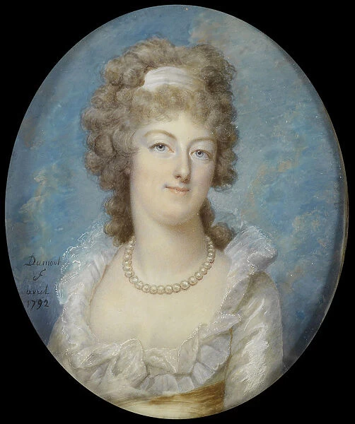 Portrait of Queen Marie Antoinette with a Pearl Necklace, 1792. Artist: Dumont, Francois (1751-1831)