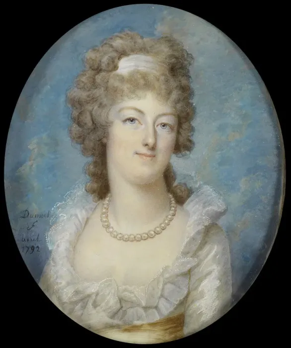 Framed Print : Portrait of Queen Marie Antoinette with a Pearl Necklace, 1792. Artist: Dumont, Francois (1751-1831) Framed Print : Portrait of Queen Marie Antoinette with a Pearl Necklace, 1792. Artist: Dumont, Francois (1751-1831)