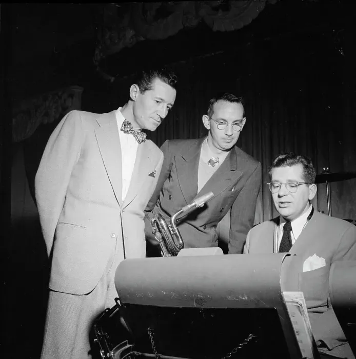 Framed Print : Portrait of Ray McKinley, Eddie Sauter, and...Hotel Commodore, Century Room, New York, N.Y. 1947. Creator: William Paul Gottlieb Framed Print : Portrait of Ray McKinley, Eddie Sauter, and...Hotel Commodore, Century Room, New York, N.Y. 1947. Creator: William Paul Gottlieb