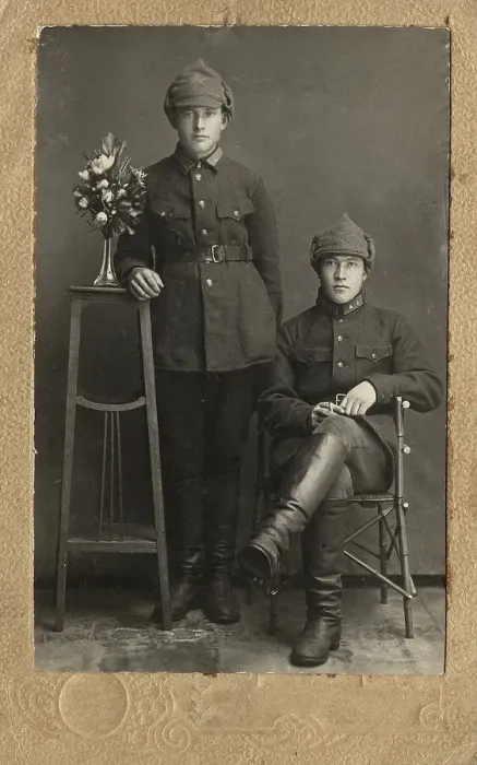 Framed Print : Portrait of two Red Army soldiers, 1920-1929. Creator: Unknown Framed Print : Portrait of two Red Army soldiers, 1920-1929. Creator: Unknown
