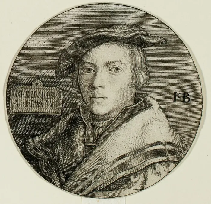 Framed Print : Portrait of Reinneir, 1525. Creator: Jacob Binck Framed Print : Portrait of Reinneir, 1525. Creator: Jacob Binck