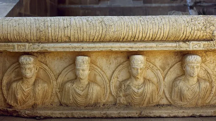 Framed Print : Portrait reliefs, Gardens of Palmyra Archaeological Museum, Tadmor, Syria. Creator: Unknown Framed Print : Portrait reliefs, Gardens of Palmyra Archaeological Museum, Tadmor, Syria. Creator: Unknown