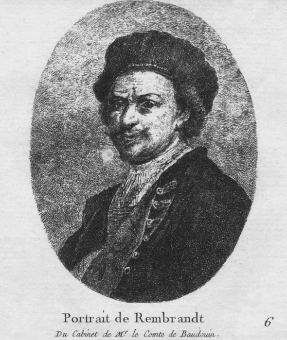 Framed Print : Portrait de Rembrandt - Du Cabinet de Mr. le Comte de Baudouin, c1770. Artist: Christian Gottfried Schulze Framed Print : Portrait de Rembrandt - Du Cabinet de Mr. le Comte de Baudouin, c1770. Artist: Christian Gottfried Schulze