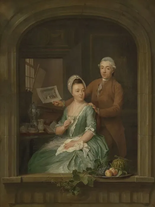 Framed Print : Portrait of Robert Muys and his Wife Maria Nozeman, 1778. Creator: Nicolaas Muys Framed Print : Portrait of Robert Muys and his Wife Maria Nozeman, 1778. Creator: Nicolaas Muys