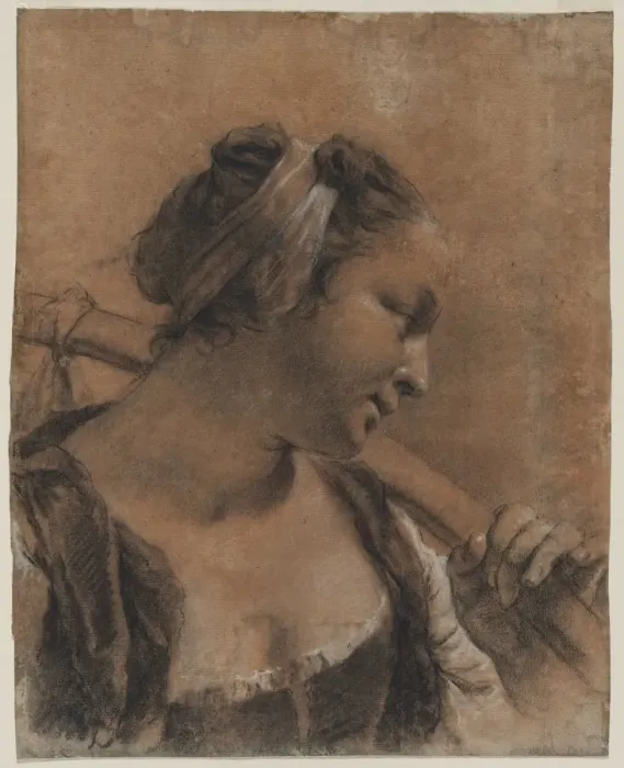 Framed Print : A Portrait of Rosa with a Shoulder Stick, c. 1735. Creator: Giovanni Battista Piazzetta (Italian Framed Print : A Portrait of Rosa with a Shoulder Stick, c. 1735. Creator: Giovanni Battista Piazzetta (Italian
