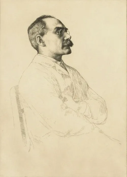 Framed Print : Portrait of Rudyard Kipling (1865-1936). Creator: Strang, William (1859-1921) Framed Print : Portrait of Rudyard Kipling (1865-1936). Creator: Strang, William (1859-1921)
