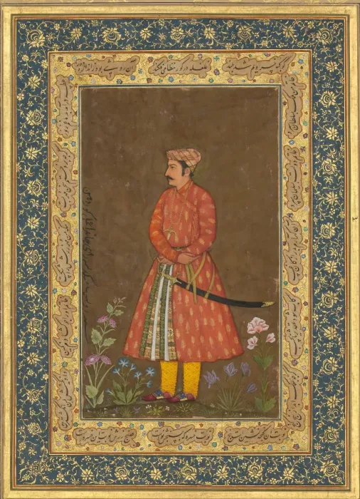 Framed Print : Portrait of Rup Singh, Folio from the Shah Jahan Album, verso: ca. 1615-20; recto: ca Framed Print : Portrait of Rup Singh, Folio from the Shah Jahan Album, verso: ca. 1615-20; recto: ca