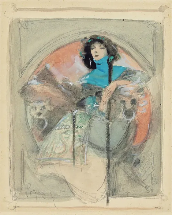 Framed Print : Portrait of Sarah Bernhardt, early 20th century. Creator: Edgard Maxence Framed Print : Portrait of Sarah Bernhardt, early 20th century. Creator: Edgard Maxence