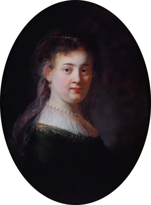Framed Print : Portrait of Saskia van Uylenburgh, 1633. Artist: Rembrandt van Rhijn (1606-1669) Framed Print : Portrait of Saskia van Uylenburgh, 1633. Artist: Rembrandt van Rhijn (1606-1669)